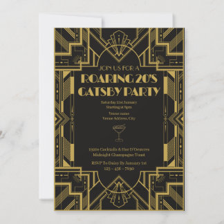 Tolle Gatsby-Geburtstagseinladung zur Feier der Ro