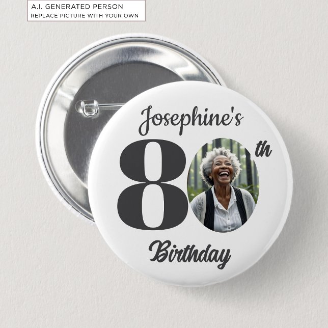 Tolle Geschenkidee zum 80. Geburtstag mit Foto Button (Von Creator hochgeladen)