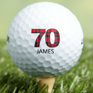 Tolle Golfer-Geschenk 70. Geburtstag rotes Karo-De Golfball