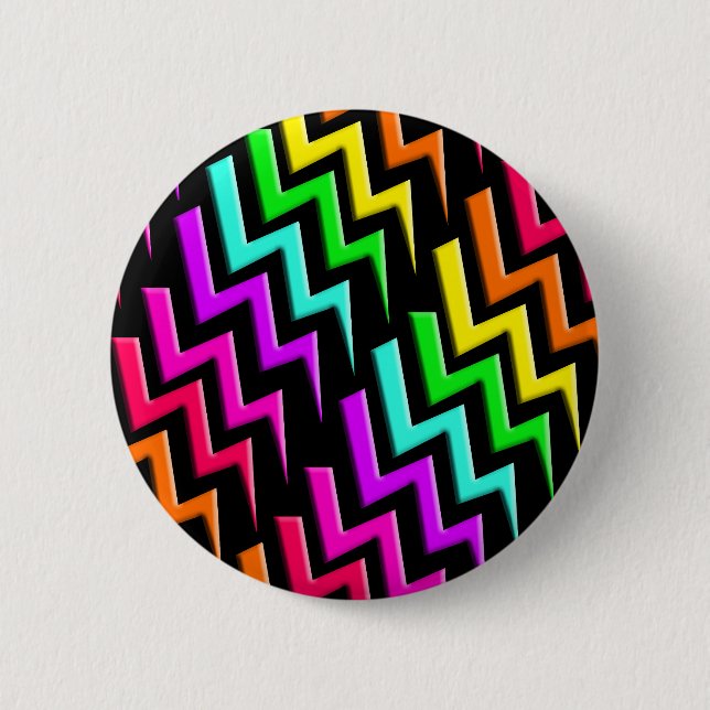 Tolle Neon-Blitzmuster Button (Vorderseite)