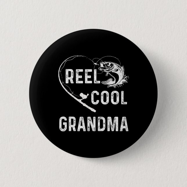 Tolle Oma Retro-Angler für Muttertag  Button (Vorderseite)