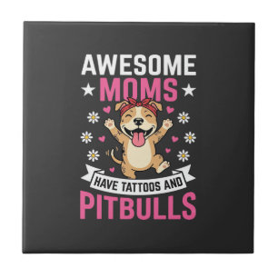 Tolle Pitbull-Mütter haben Tattoos Lustiger Hund Fliese