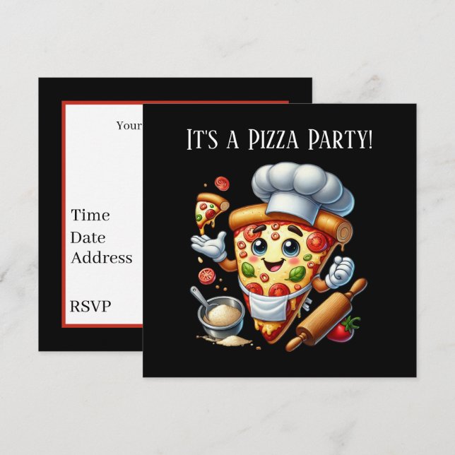 Tolle Pizza-Liebhaber-Party  Einladung (Vorne/Hinten)