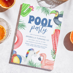 Tolle Poolparty   Geburtstag Einladung