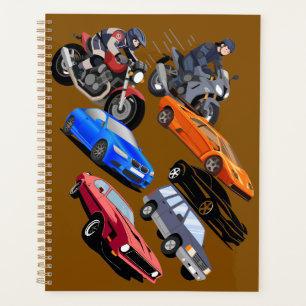 ​Tolle Rennwagen und Motorräder Muster Notizbuch Planer