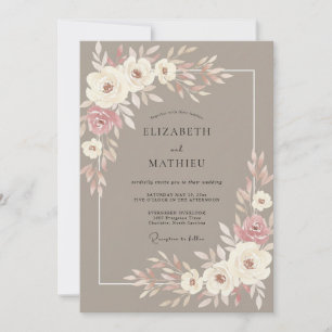 Tolle Romantische Taupe-Hochzeit Einladung