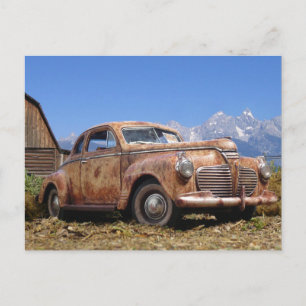 Tolle rostige alte Vintage-Schnäppchen Auto Postkarte