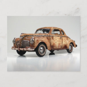Tolle rostige alte Vintage-Schnäppchen Auto Postkarte