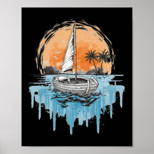 Tolle Segelboote auf offenem Wasser, nautisches Th Poster