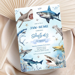 Tolle Shark Party unter dem Meer Geburtstag Einladung