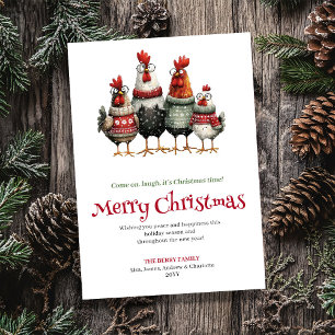 Tolle, skurrile Hühner-Weihnachtsgrußkarte Feiertagskarte