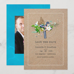 Tolle Sommer-Strandhochzeits-Foto Save The Date