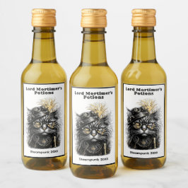 Tolle Steampunk-Katzengeschenke Weinetikett
