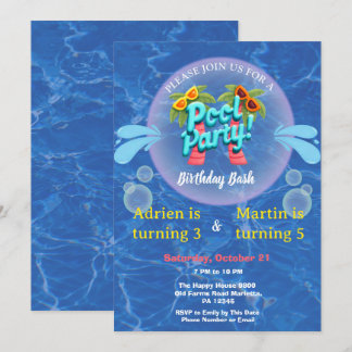 Tolle Tropical Splash Joint Pool Party Geburtstag Einladung
