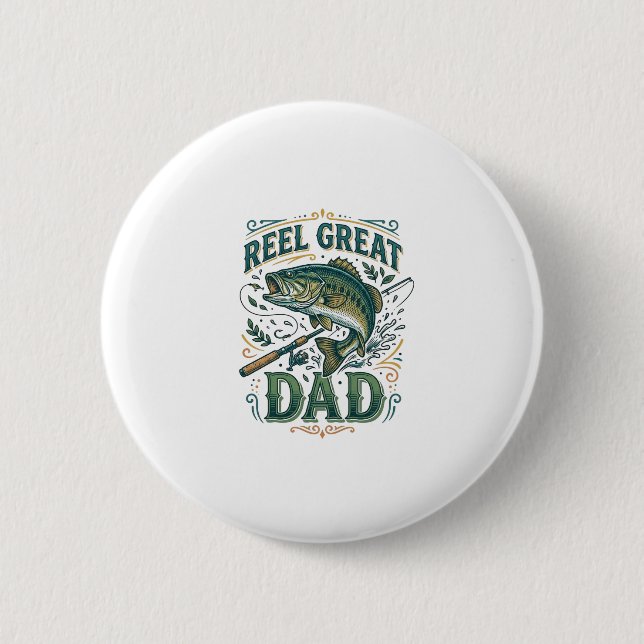 Tolle Vintage-Angler-Vater-Shirt Design Button (Vorderseite)