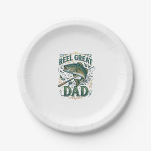Tolle Vintage-Angler-Vater-Shirt Design Pappteller