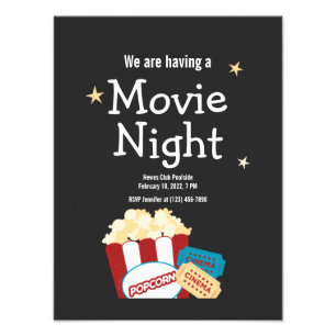 Tolle Vintage-Kinoabend-Popcorn-Einladung Fotodruck