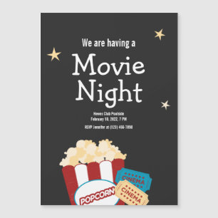 Tolle Vintage-Kinonacht-Popcorn-Einladung Magneteinladung