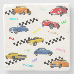 Tolle Vintage- und Oldtimer an einem Ort Steinuntersetzer