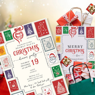 Tollen Retro-Stempel Weihnachts-Gekritzel Einladung