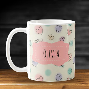 Tollende Herzchen, Punkte und wellige Linien Kaffeetasse