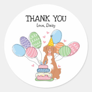 Toller Dog Birthday Party Fevor Tags Sticker