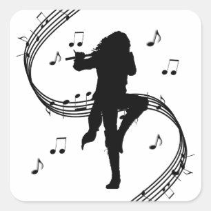 Toller einsamer Flötenspieler Musik  Quadratischer Aufkleber