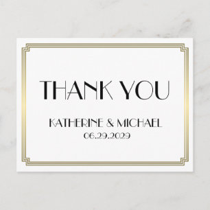 Toller Gatsby Art Deco Gold Hochzeit Danke Postkarte