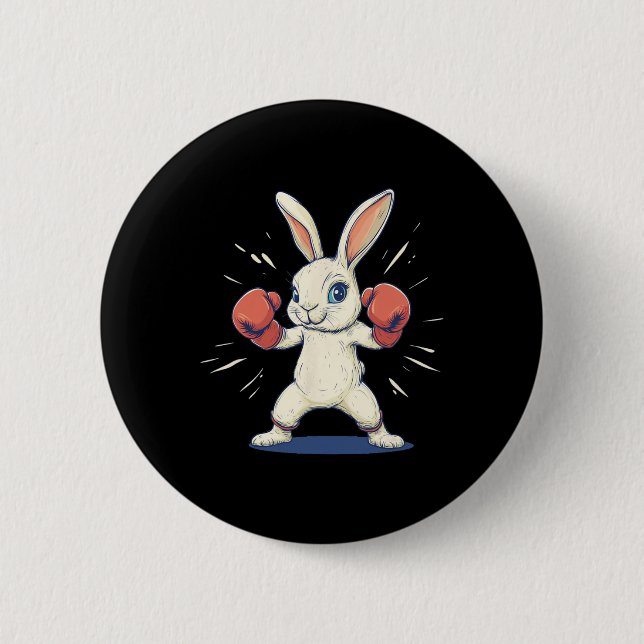 Toller Hase mit Boxhandschuhen für Ostergläubige Button (Vorderseite)