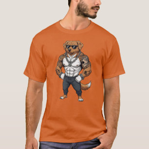 Toller Hund, muskulös, tätowiert, Bodybuilder T-Shirt