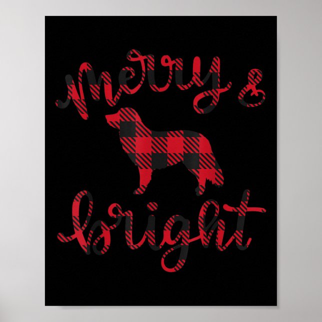 Toller Merry Christmas Buffalo Plaid Dog Cute For  Poster (Vorne)