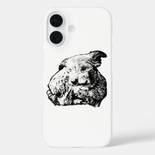Toller-Mischlings-Hund Schwarz-Weiß-Handyhülle iPhone 16 Hülle