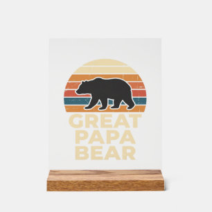 Toller Papa Bär Retro Sonnenuntergang Vintage Vekt Acrylschild