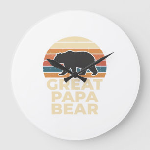 Toller Papa Bär Retro Sonnenuntergang Vintage Vekt Große Wanduhr
