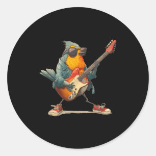 Toller Robin-Vogel mit E-Gitarre für Jungen A Runder Aufkleber