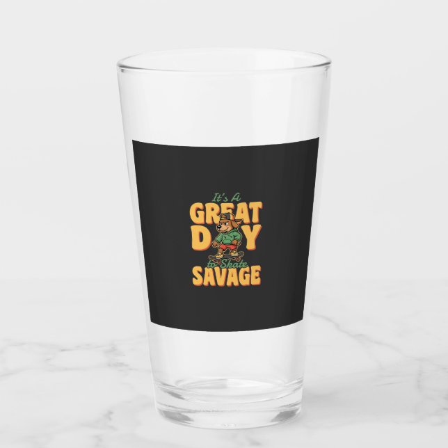 Toller Skate-Hund-Savage-Tag Glas (Vorderseite)
