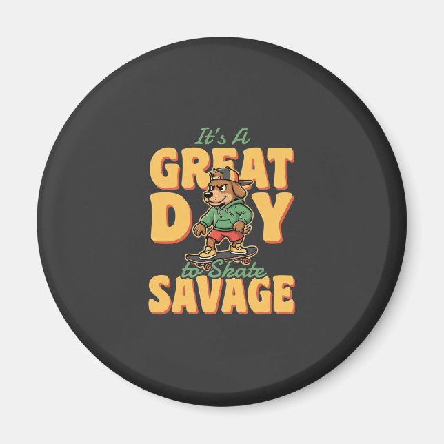 Toller Skate-Hund-Savage-Tag Magnet (Vorne)