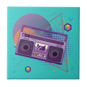 Toller tragbarer Radio-Kassettenspieler aus den 80 Fliese