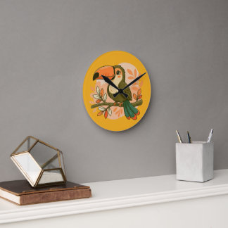 Toller Tukan in Pastell Runde Wanduhr