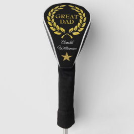 TOLLER VATER Text Siegeskranz & Stern personalisie Golf Headcover