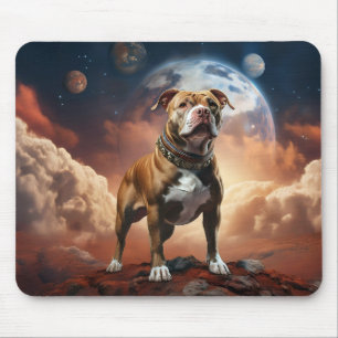 Tolles Bild eines Pitbull-Hundes auf dem Mars! Mousepad