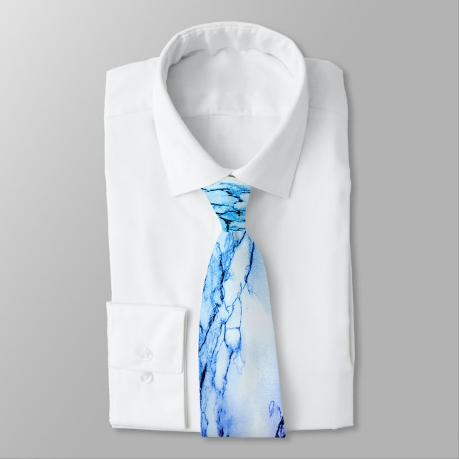 Tolles Blau zu Pflaumenader-Marmor-Optik Krawatte (Gebunden)