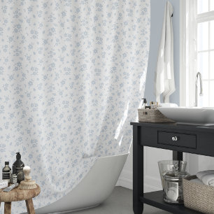 Tolles Blumenmuster Küstenhaus Blau Weiß Duschvorhang