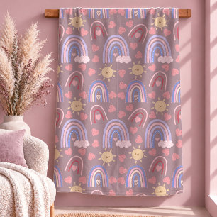 Tolles Boho-Regenbogen-Herzen-Liebesgeschenk-Decke Fleecedecke