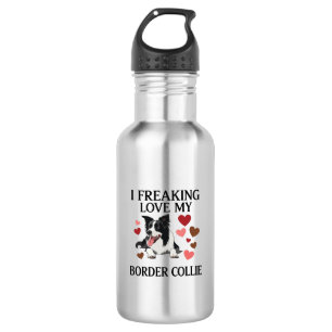 Tolles Border Collie Hund Herz_1 Edelstahlflasche