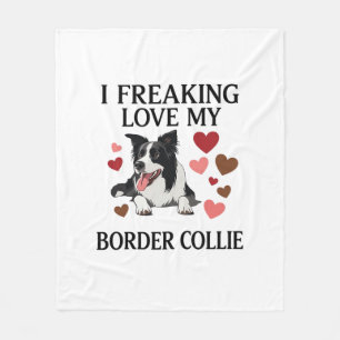 Tolles Border Collie Hund Herz_1 Fleecedecke
