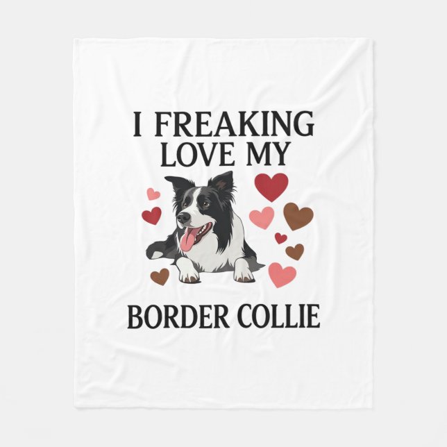 Tolles Border Collie Hund Herz_1 Fleecedecke (Vorderseite)