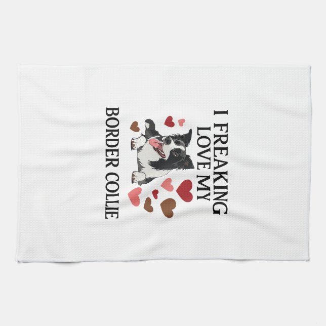 Tolles Border Collie Hund Herz_1 Geschirrtuch (Horizontal)