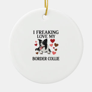 Tolles Border Collie Hund Herz_1 Keramik Ornament