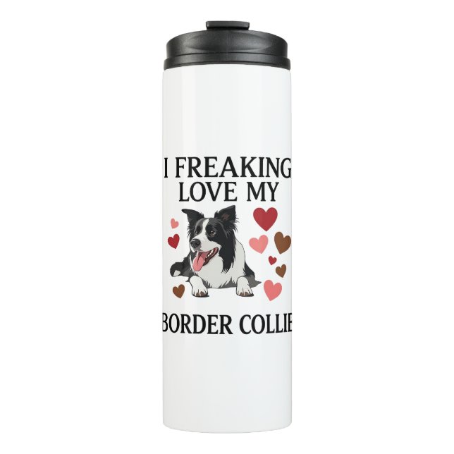 Tolles Border Collie Hund Herz_1 Thermosbecher (Vorderseite)
